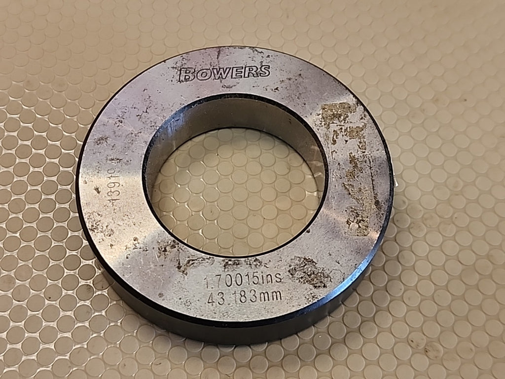Bowers Ring Gauge Gage Smooth Bore 1.70015" USA