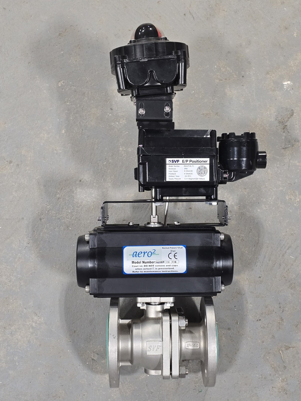 SVF 2" 150# SS Flanged Ball Valve w/ Aero2 A2SEP-110-11B Actuator & EXACT-XL-T1