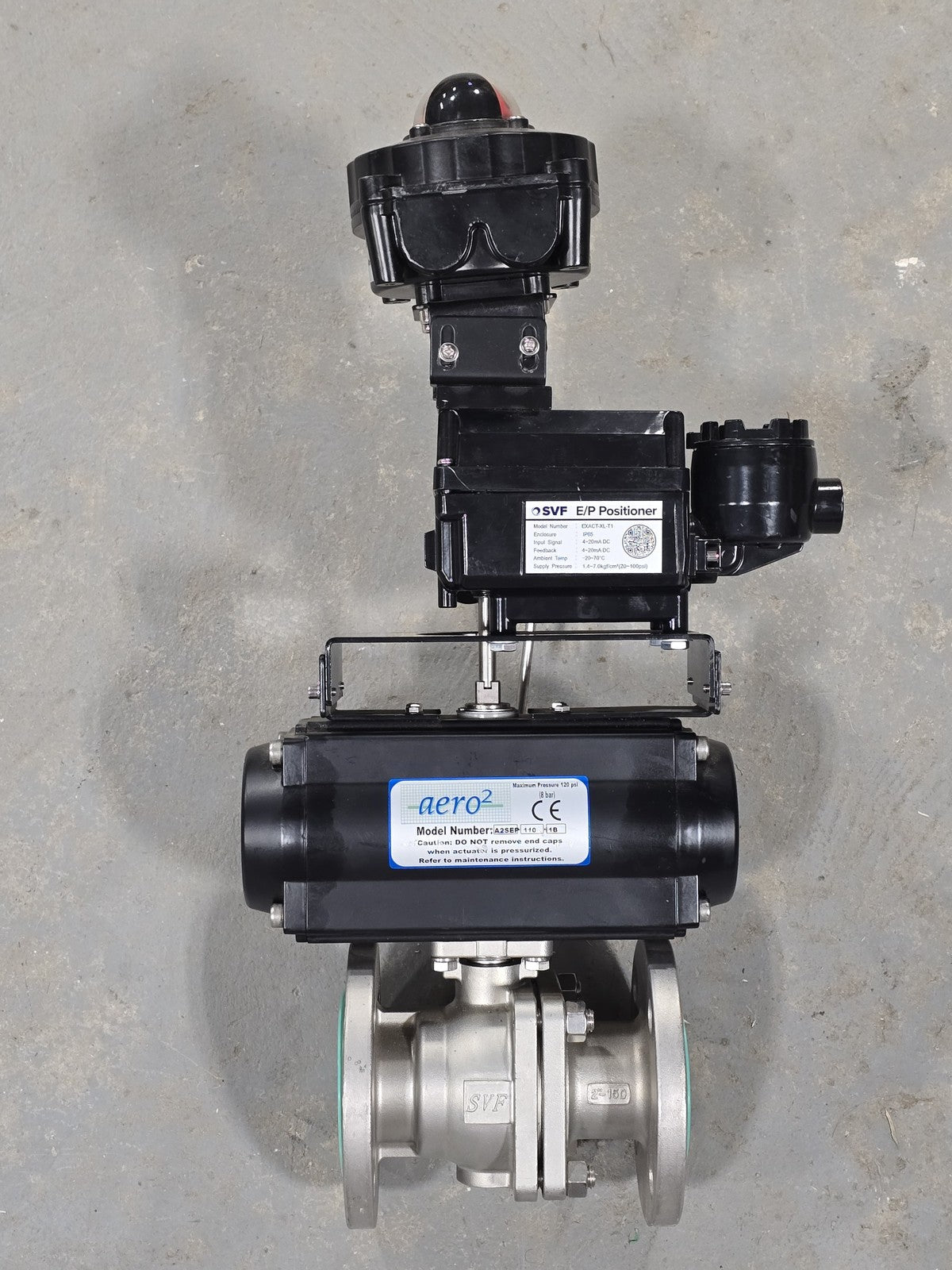 SVF 2" 150# SS Flanged Ball Valve w/ Aero2 A2SEP-110-11B Actuator & EXACT-XL-T1