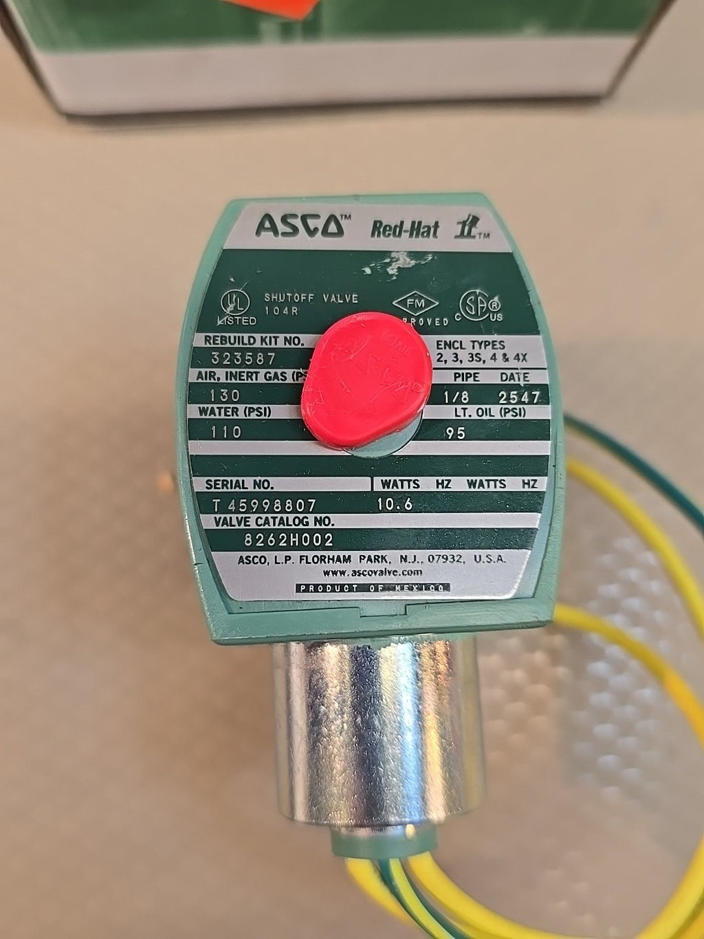 ASCO 1/8 Inch Solenoid Valve 8262H00 2AC 24v/60D Red HAT New 