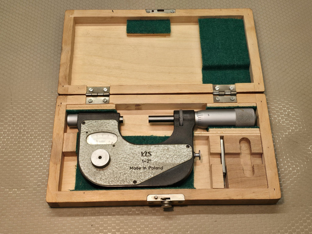 VIS Poland 1-2” Indicating Micrometer .0001” In Wood Box *EXCELLENT SHAPE*