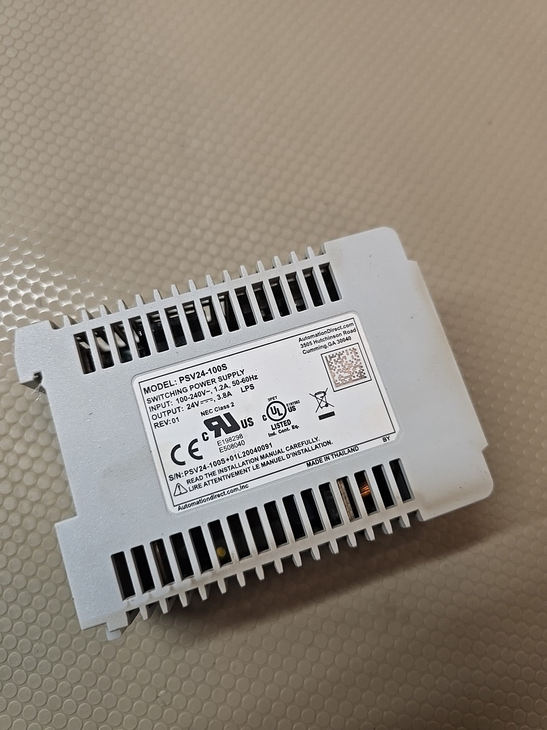 Rhino AUTOMATION DIRECT PSV24-100S INDUSTRIAL POWER SUPPLY 100-240V, 1.2A  (KB)