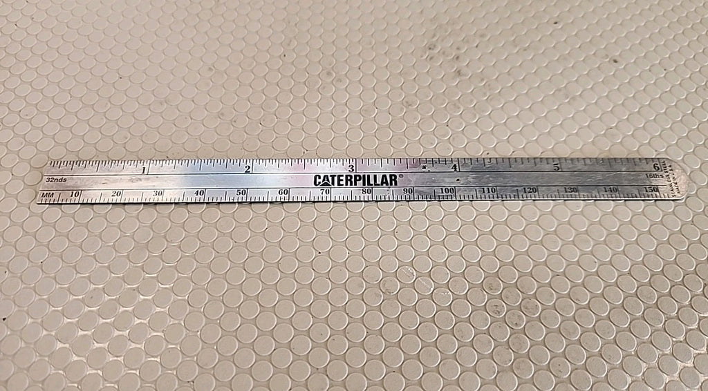 Caterpillar Mini  Ruler Aluminum 6" long - measures inches and mm