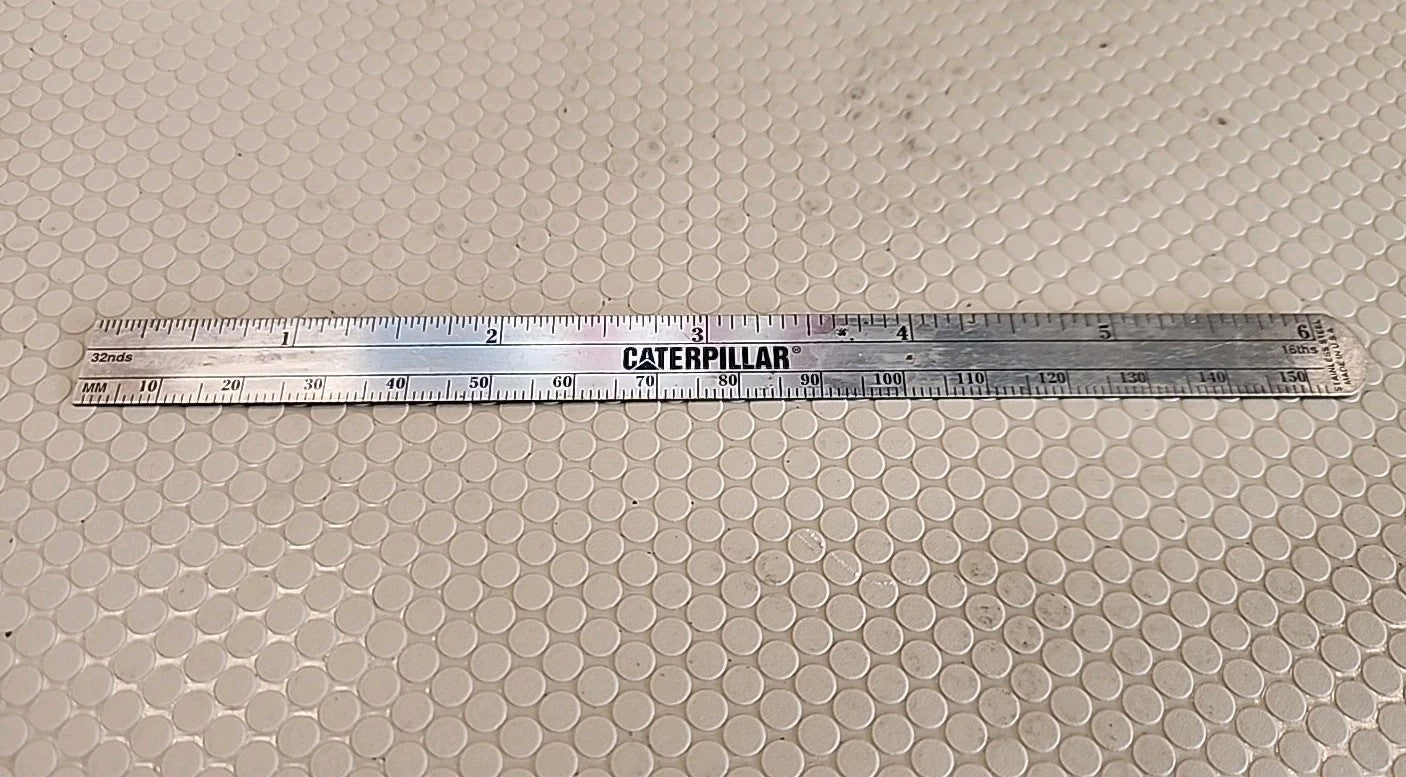 Caterpillar Mini  Ruler Aluminum 6" long - measures inches and mm