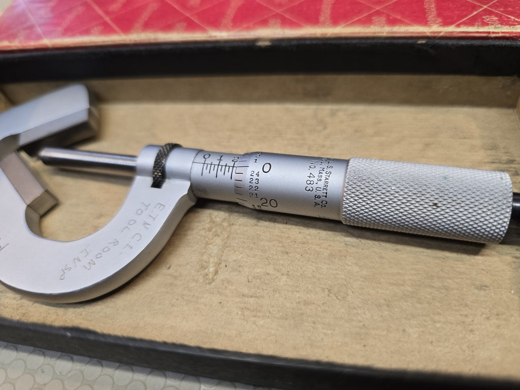 Starrett T483XRL-1 V-Anvil Micrometer .093-1" Range Ratchet Thimble Carbide V28