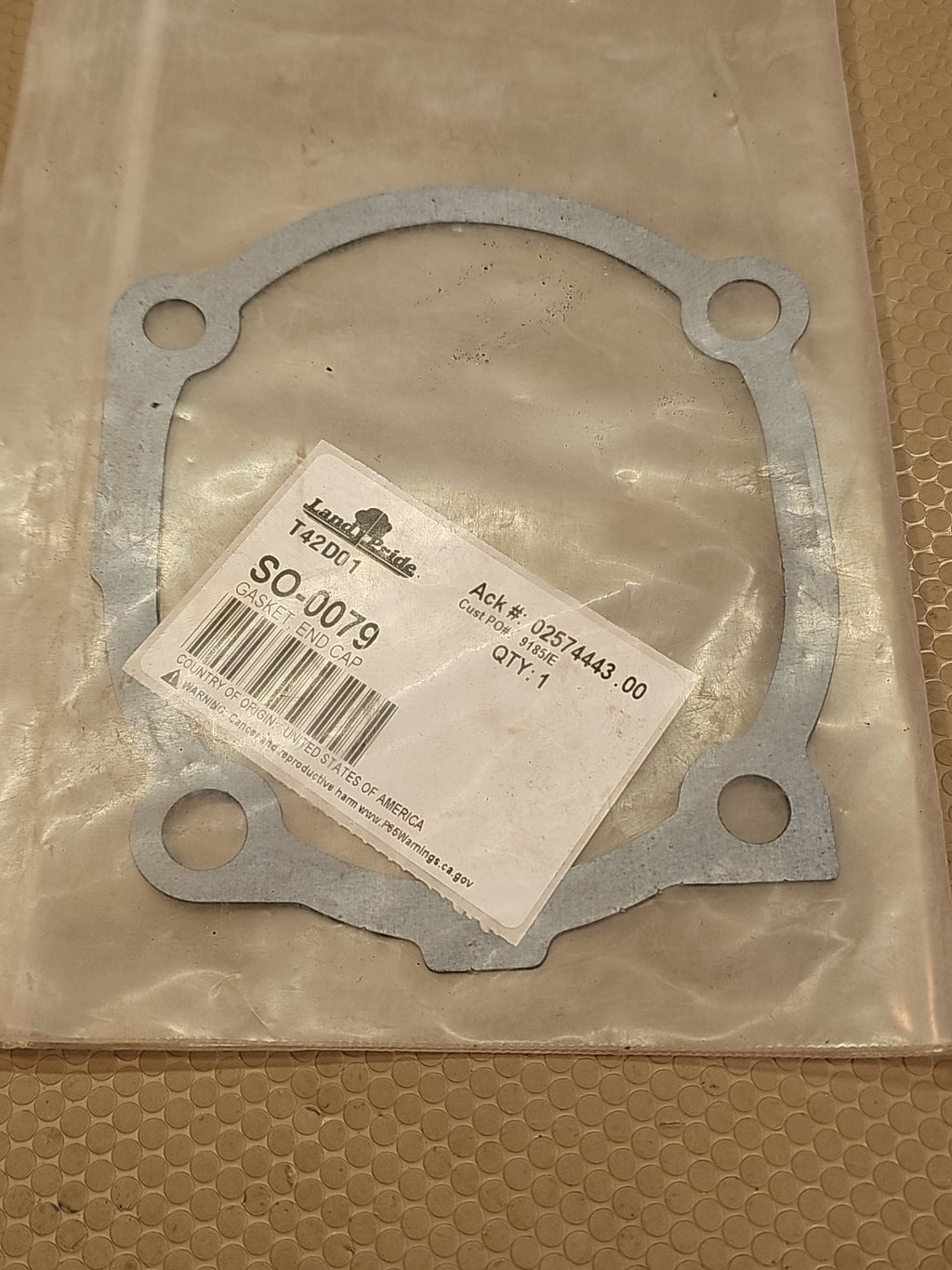 LAND PRIDE T42D01 GASKET, END CAP SO-0079