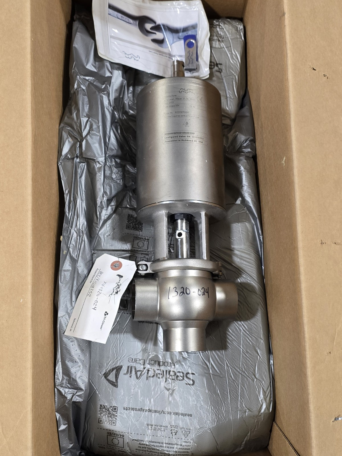 NEW Alfa Laval Unique SSV Sanitary Valve 7610300 Series w/ PN10 Actuator