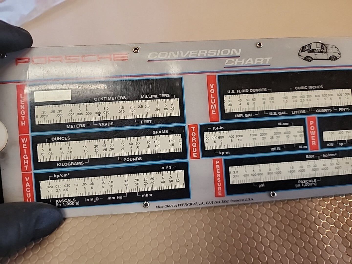 1990’s Porsche Conversion Chart Metric Conversion Sliding Chart