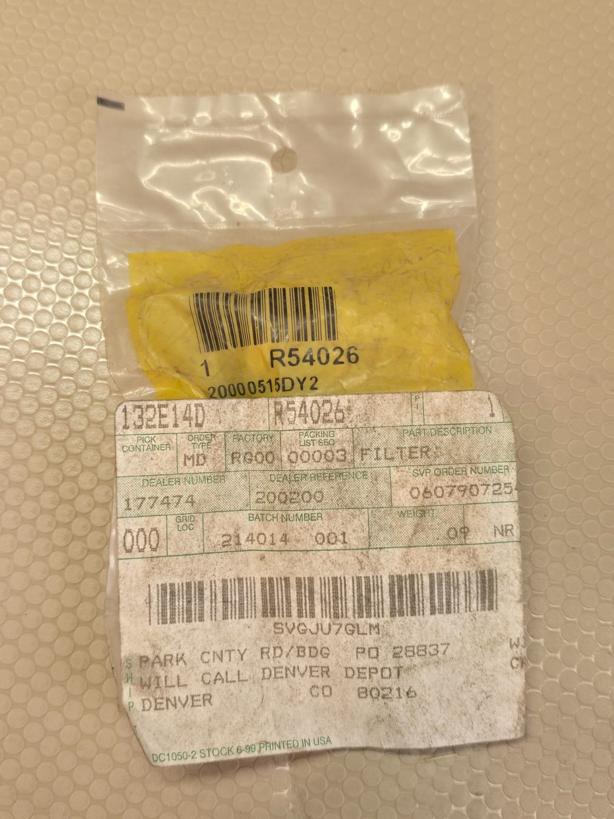 John Deere OEM Original Equipment Filter - R54026
