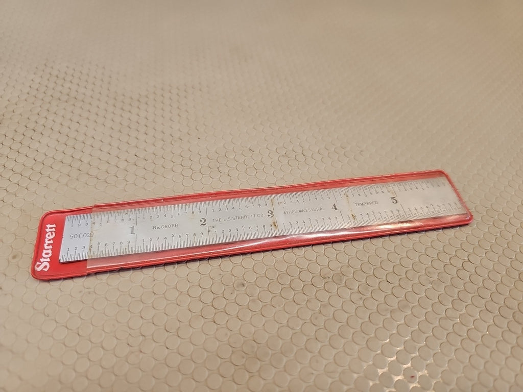 STARRETT No. C606R-12 12” Long Spring-Tempered Steel Rule w/Inch Grad. USA!