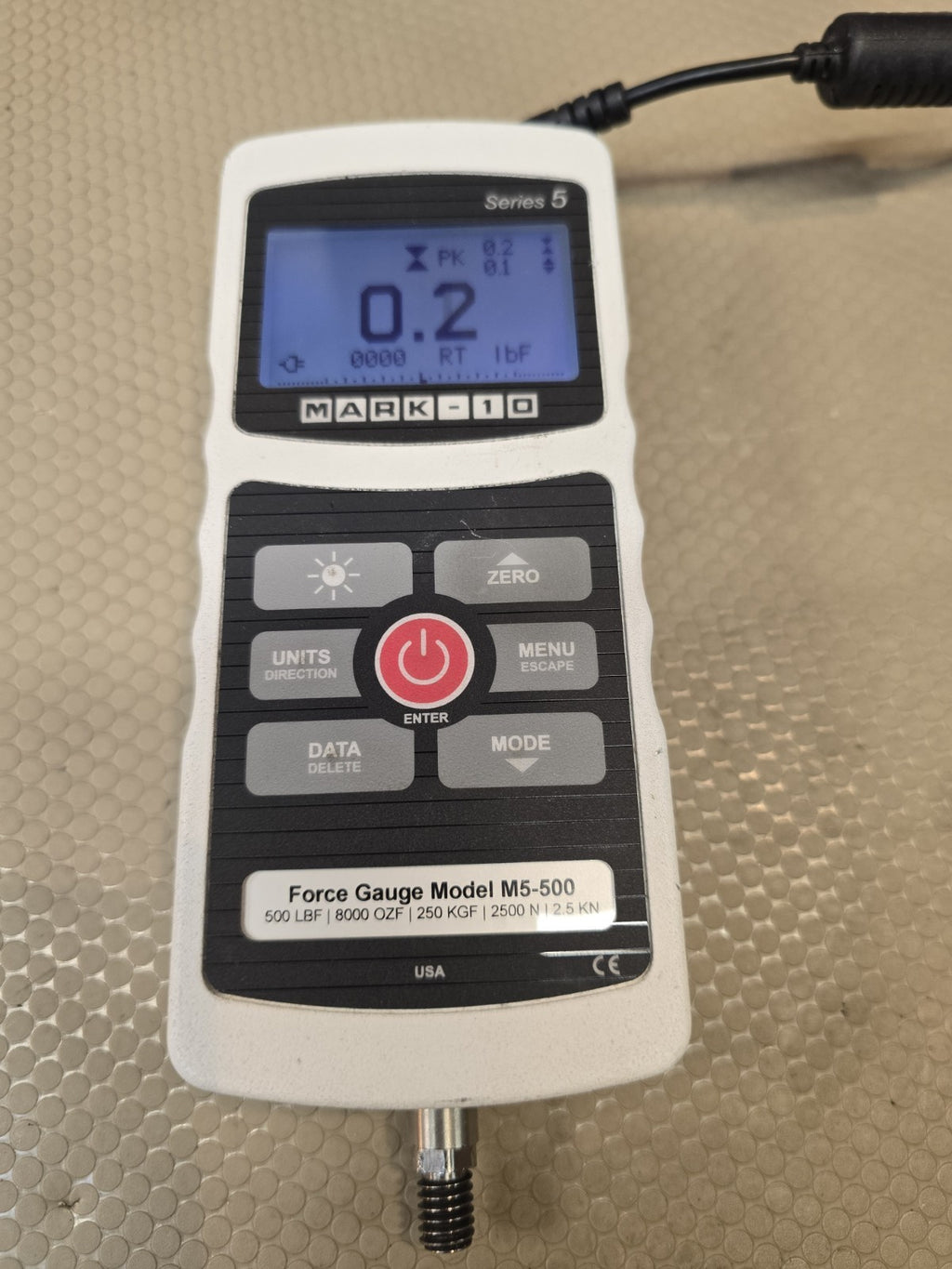 Mark-10 M5-500 Digital Force Gauge 500 lb/ft Works - Unit & Power Cord Only