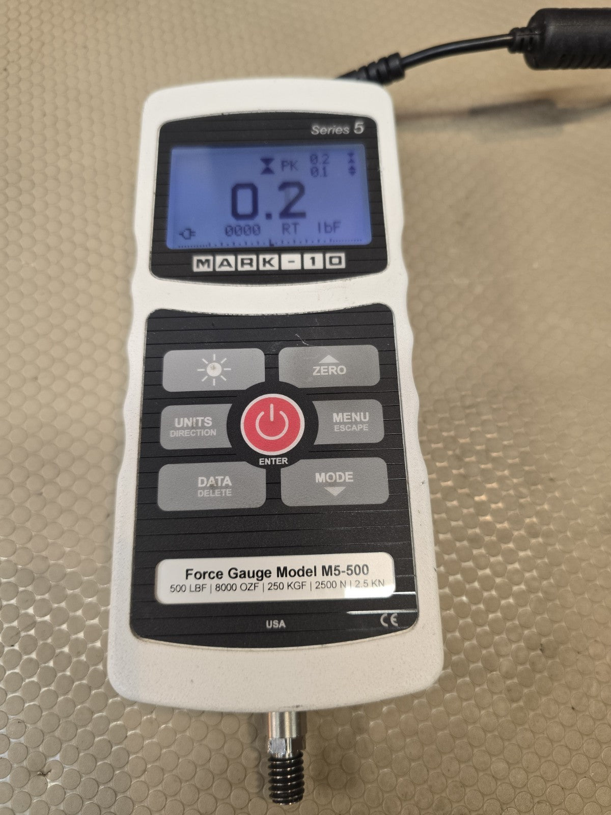 Mark-10 M5-500 Digital Force Gauge 500 lb/ft Works - Unit & Power Cord Only