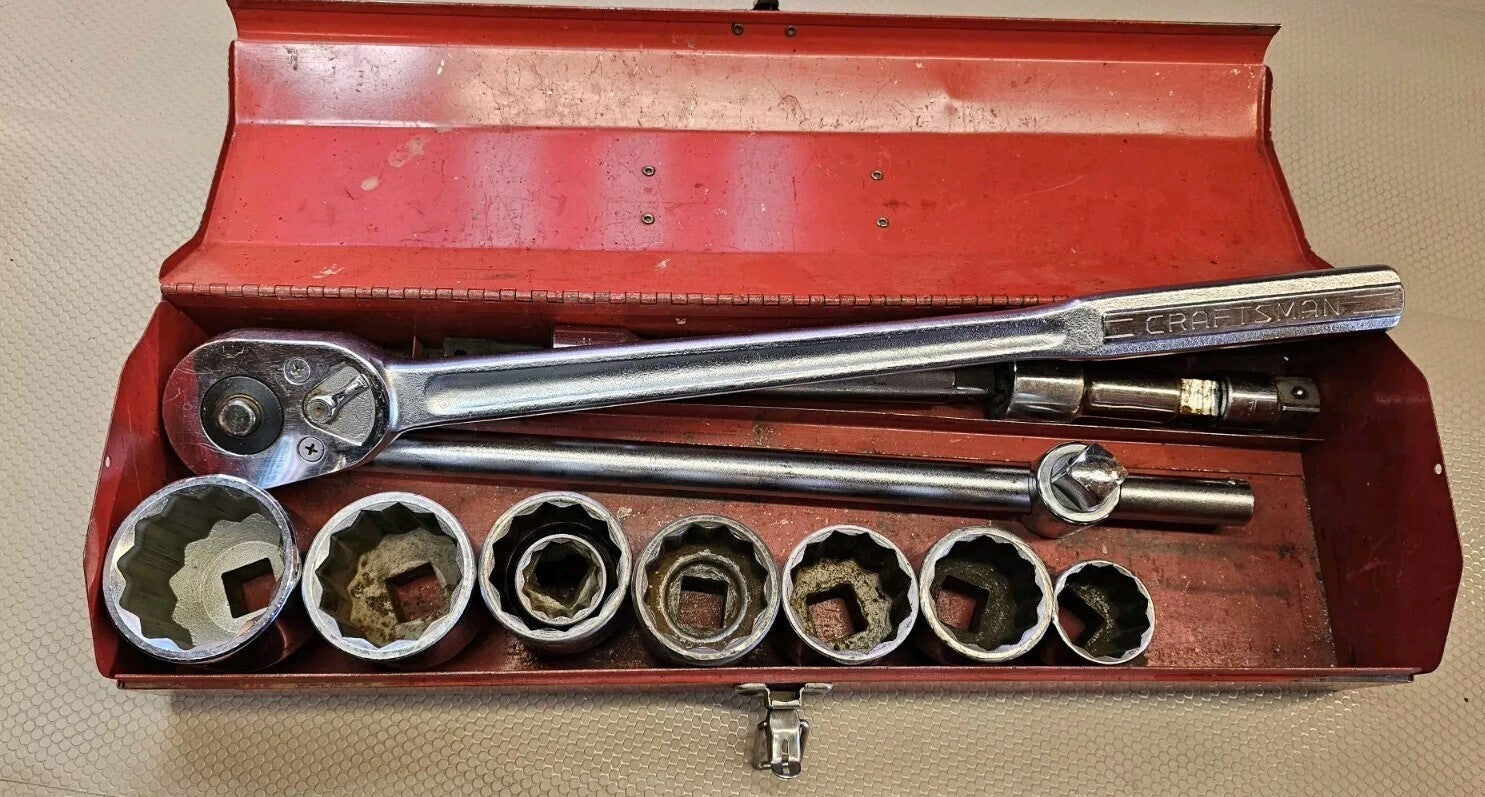 Craftsman USA 14PC 3/4 in Drive 12PT Socket Set with Metal Case G Series