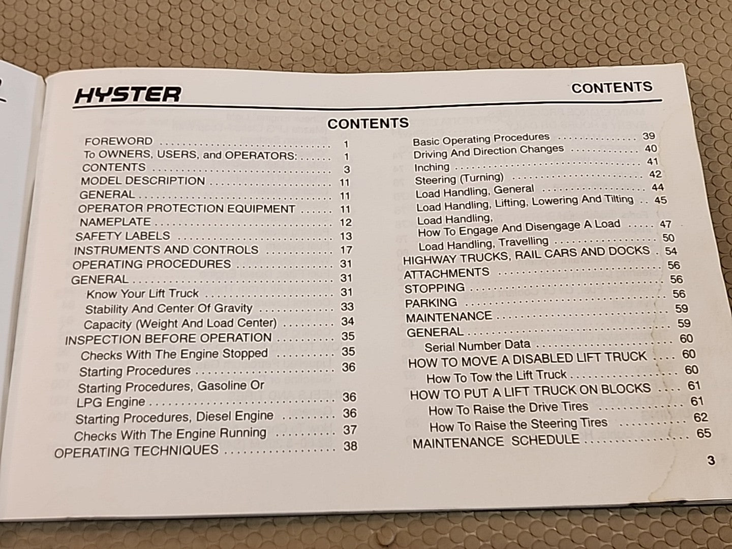 Hyster Operating Manual Challenger/Spacesaver Part  Number 1458874