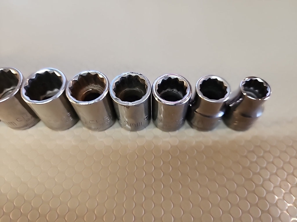 CRAFTSMAN 11-Piece, 3/8" Drive, 12 Point, METRIC Shallow Socket Set 19mm USA