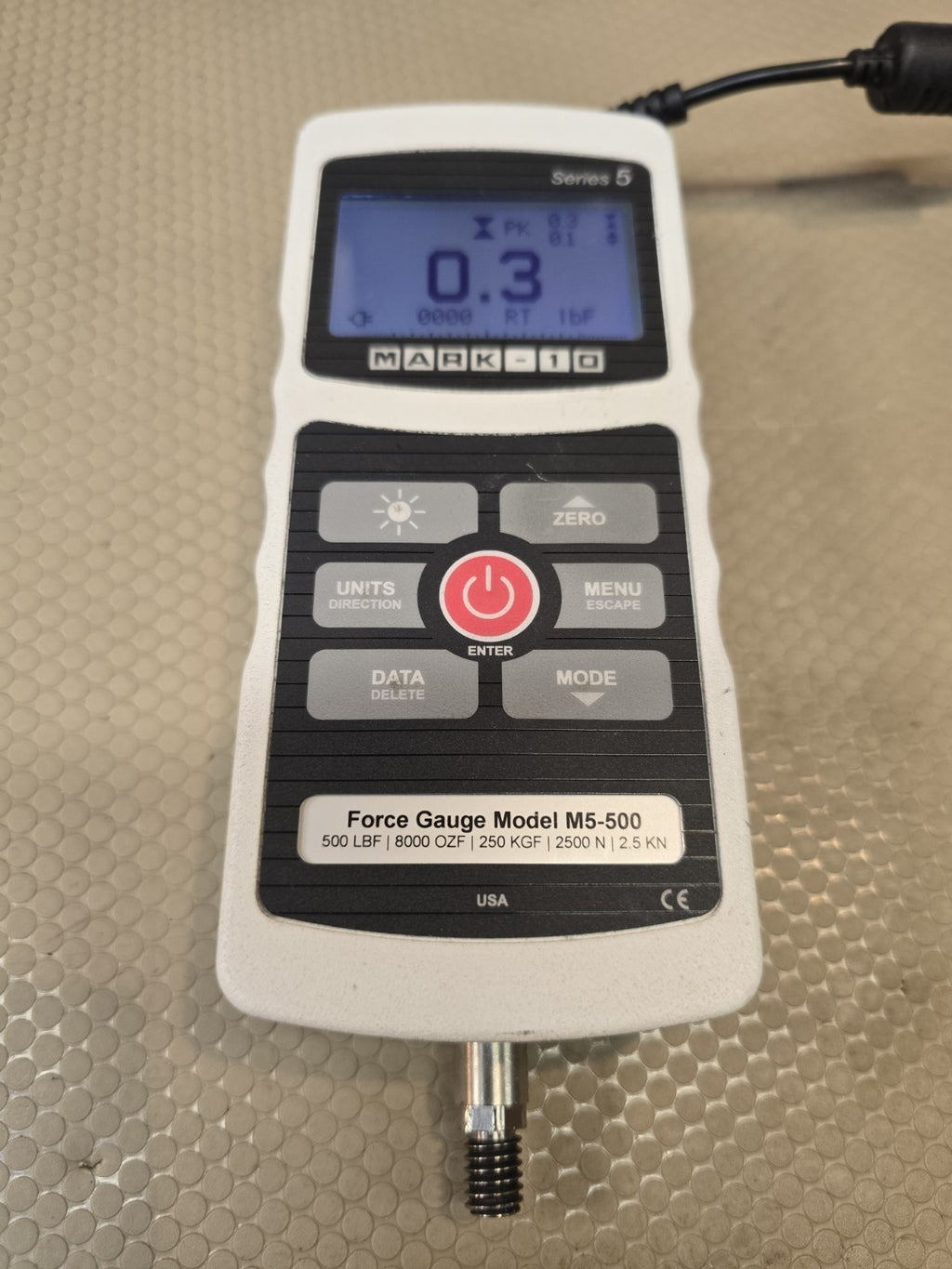 Mark-10 M5-500 Digital Force Gauge 500 lb/ft Works - Unit & Power Cord Only