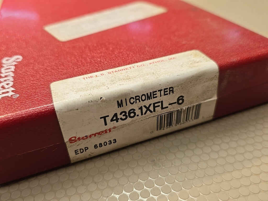 Starrett T436.1XFL-6 Outside Micrometer, Friction Thimble Lock Nut Carbide MINTY