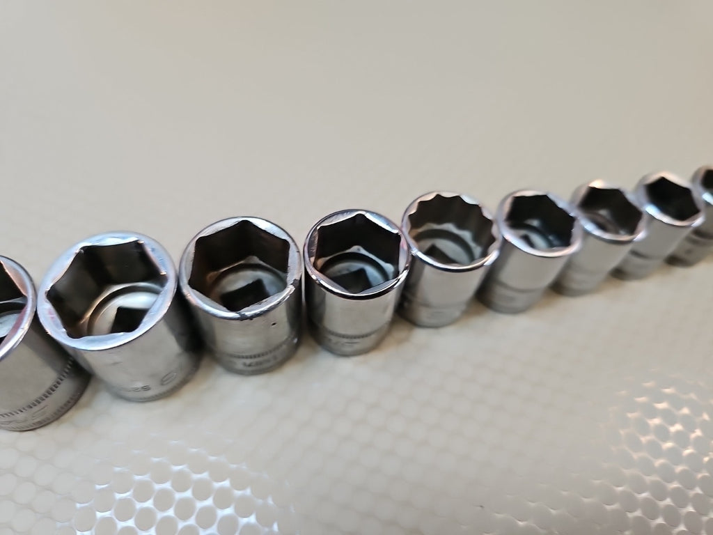 Snap-on FSM 11 pc 3/8" 6-Pt Metric  Shallow Socket Set- 9mm to 19mm USA *READ*