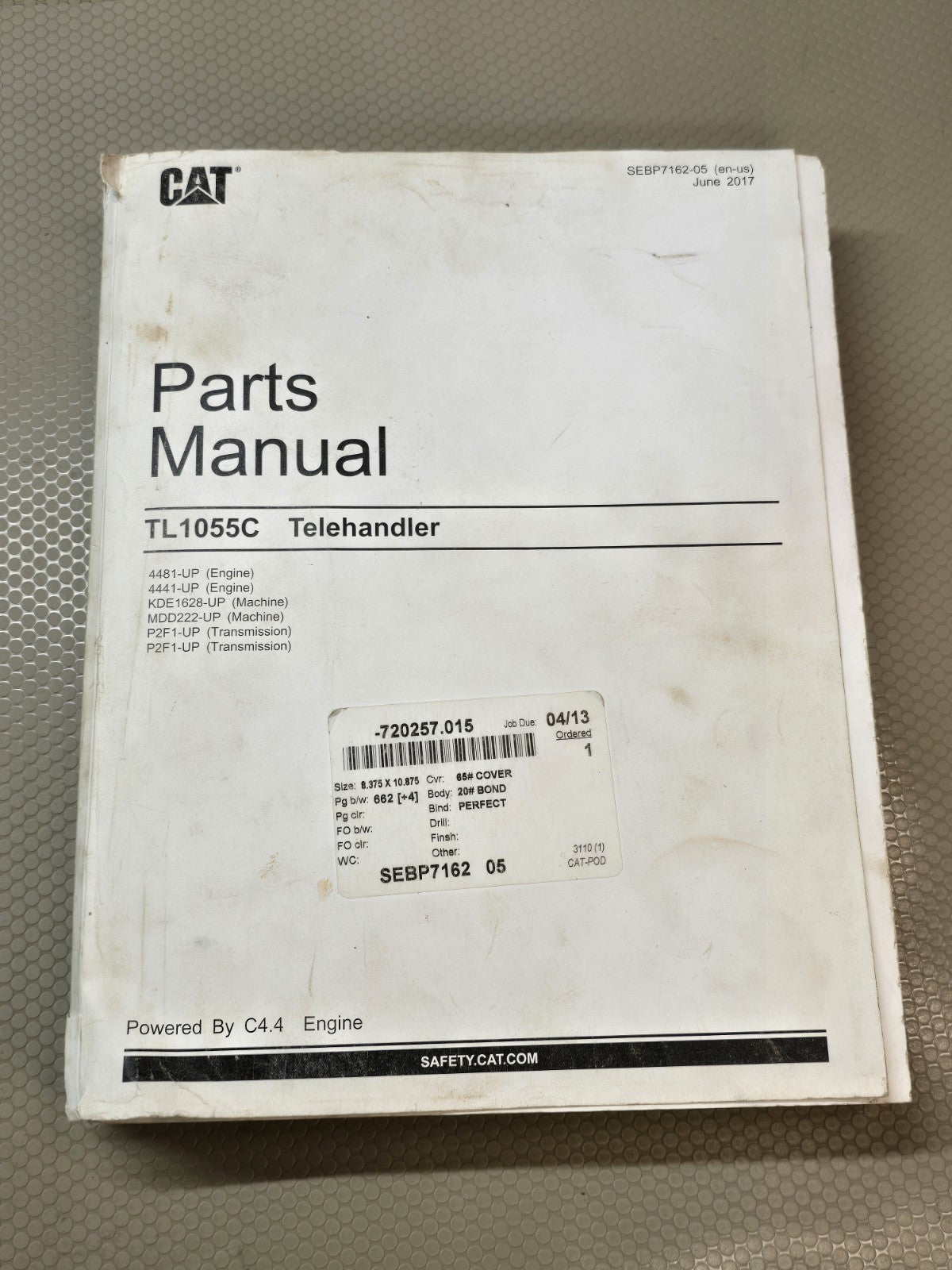 Caterpillar Cat TL1055C Telehandler Parts Catalog Manual