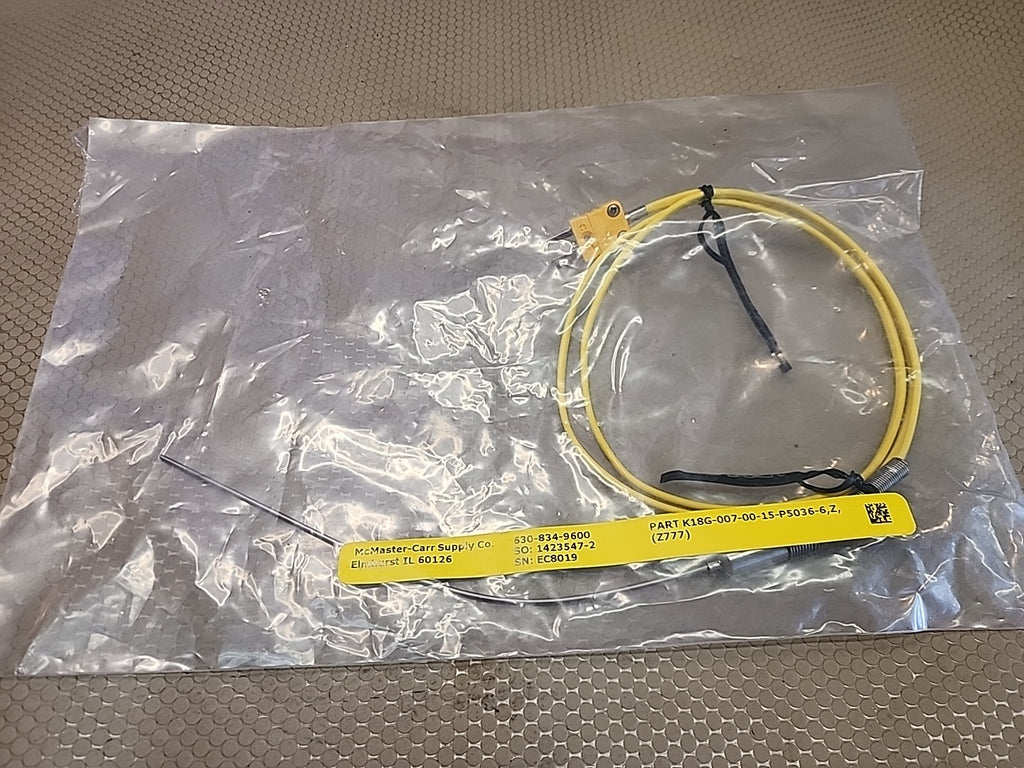 McMaster Carr K18G-007-00-15-P5036-6 Bendable Probe Thermocouple Sensor W/ Plug