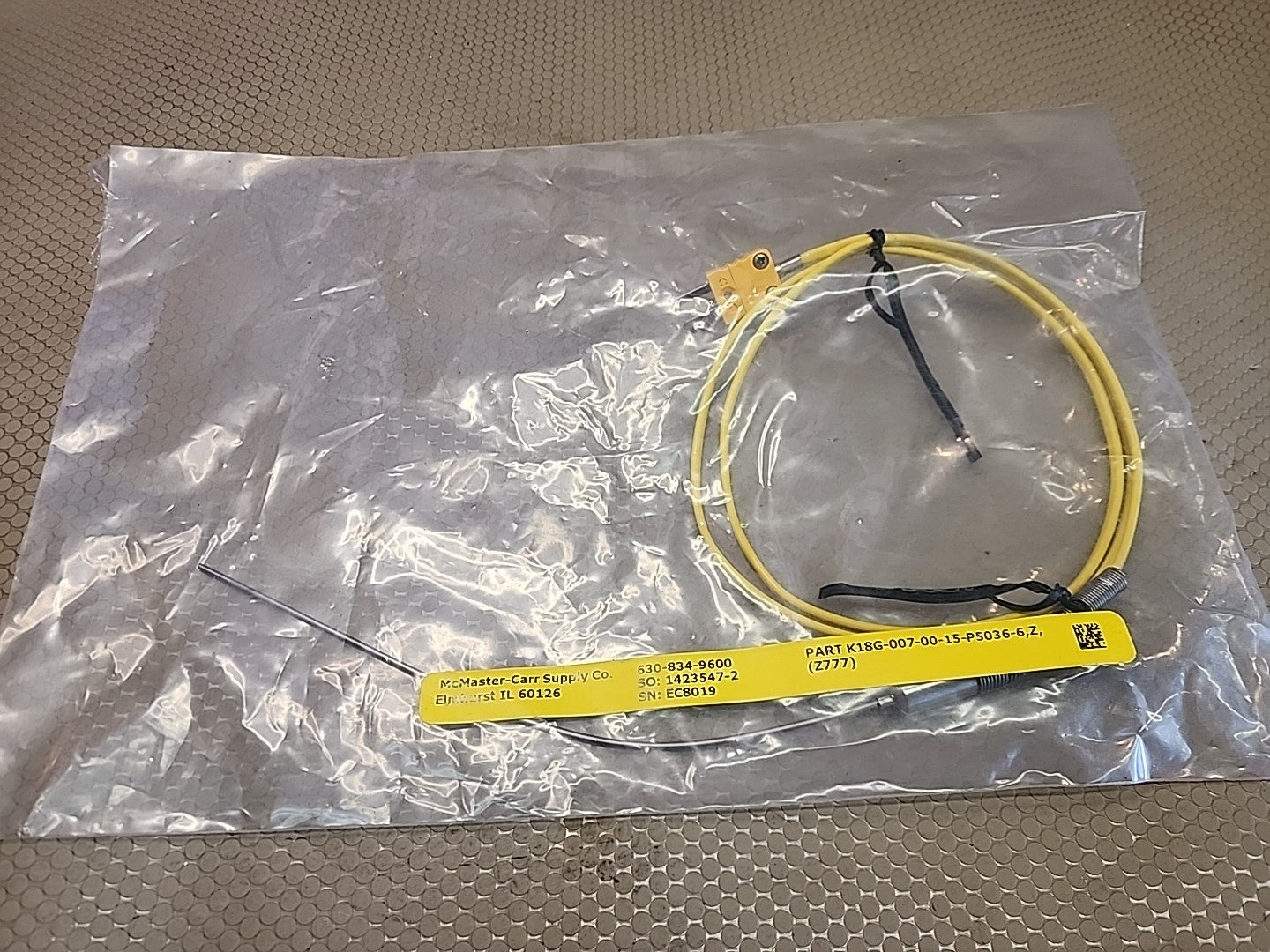 McMaster Carr K18G-007-00-15-P5036-6 Bendable Probe Thermocouple Sensor W/ Plug