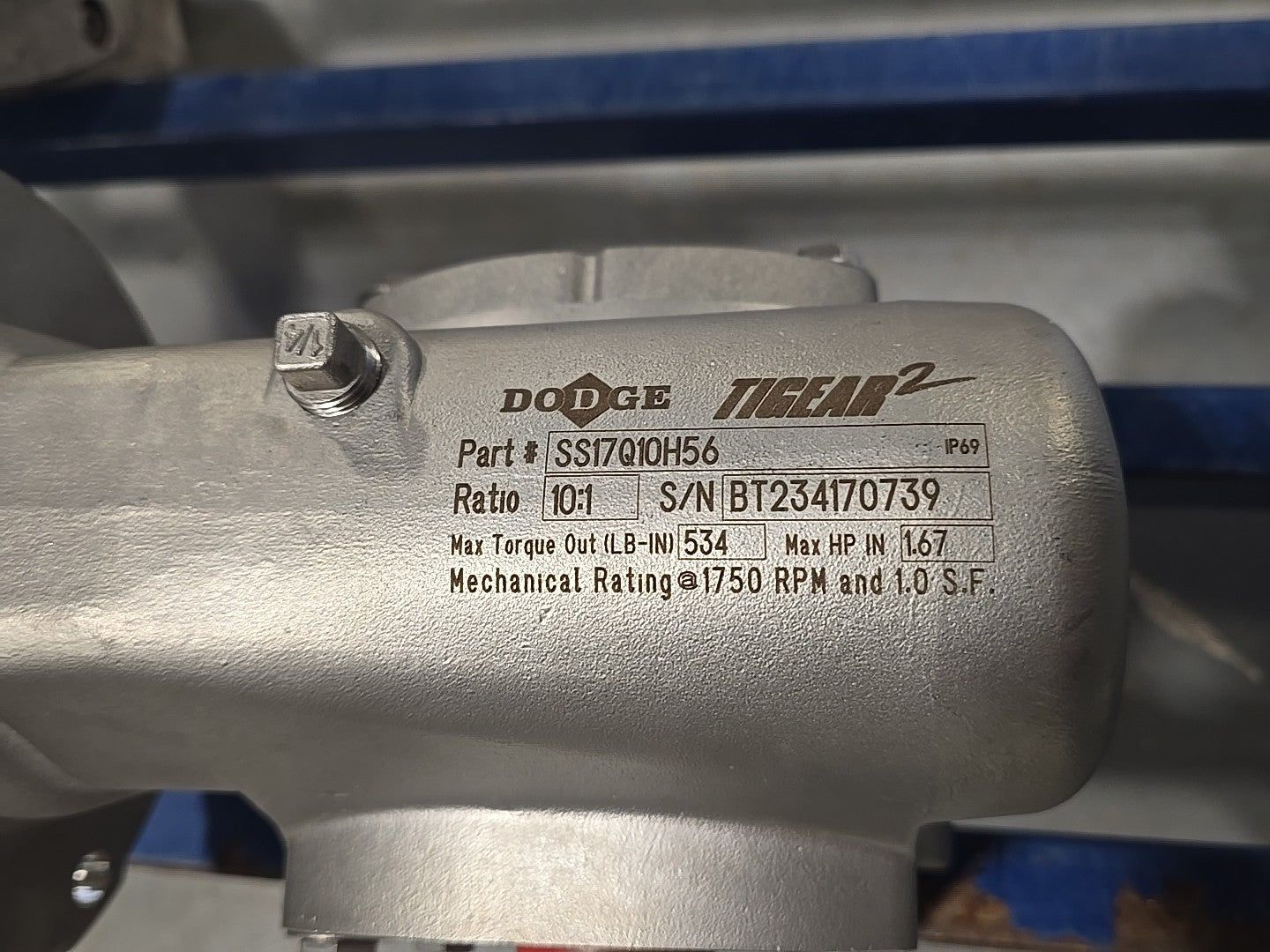 Dodge Tigear 2 SS17Q10H56 Stainless Steel Gear Reducer 10:1 Ratio 1.67HP NEW