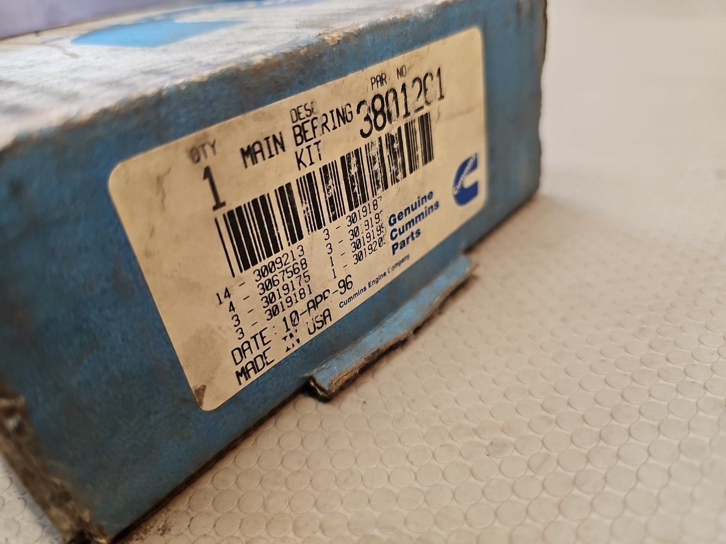 Cummins Genuine OEM 3801261 Main Bearing 0.010 Set 3801261