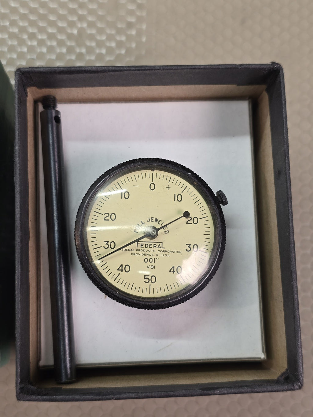 Federal V8I Dial Indicator .001" Full Jeweled Miracle Movement Gage Tool