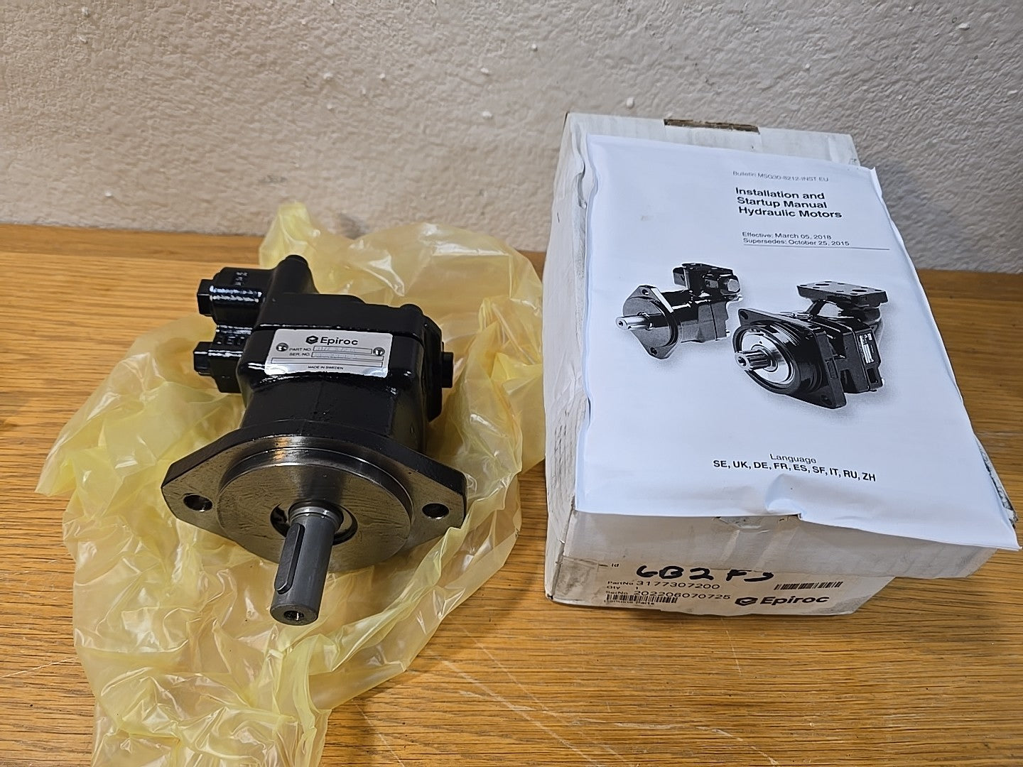 PARKER 3707249 Atlas Small Frame Fixed Displacement Hydraulic Motor Epiroc 31773