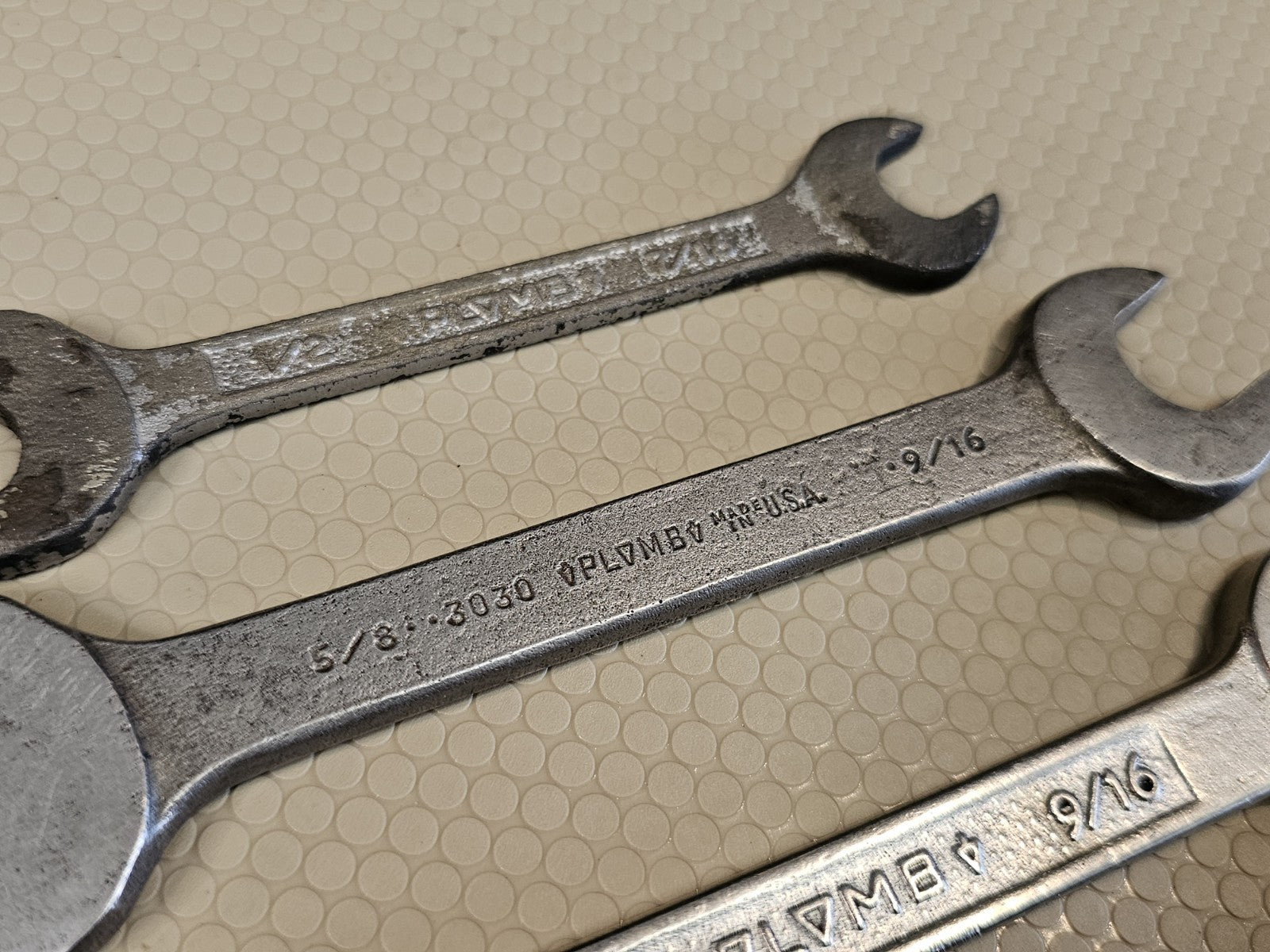 Vintage Plumb Plomb Plvmb Open End Wrench 8pc Set SAE Large 1-1/16" to 7/16