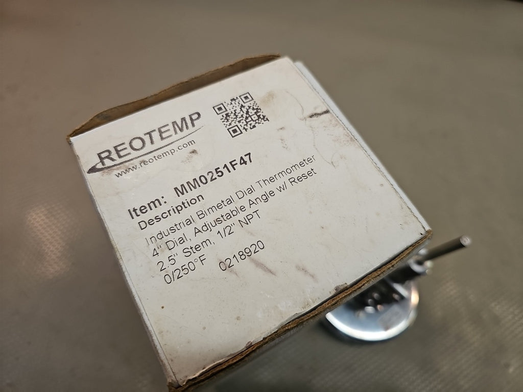 Reotemp MM0251F47 Bimetal Thermometer 4in 1/2in 2-1/2in 0-250f
