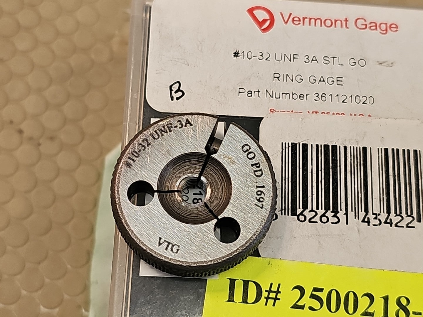 Vermont Gage 361121020 & 361121040 Threaded Go/No Go Ring Gage: #10-32 UNF 