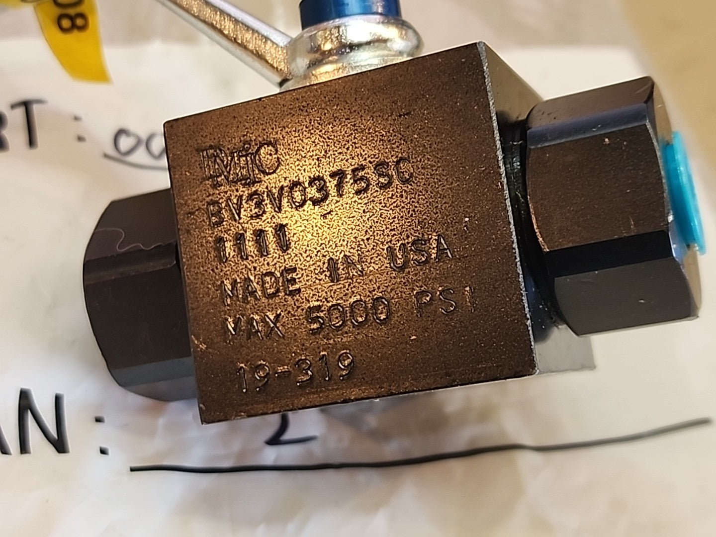 DMIC 2-Way Hydraulic Ball Valve, 5000 PSI Max BV3V0375SC Carbon Steel 19-319