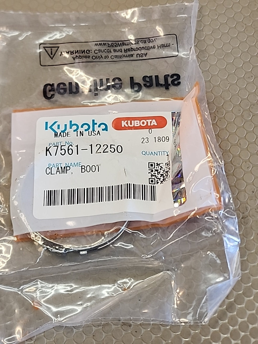 NEW Kubota K7561-12250 Clamp Boot Genuine OEM Tractor/UTV Part New