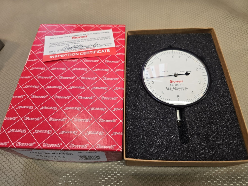 NEW Starrett 656-111J Dial Indicator 0-.025" Range, 0-5-0 Balanced Dial IN STOCK