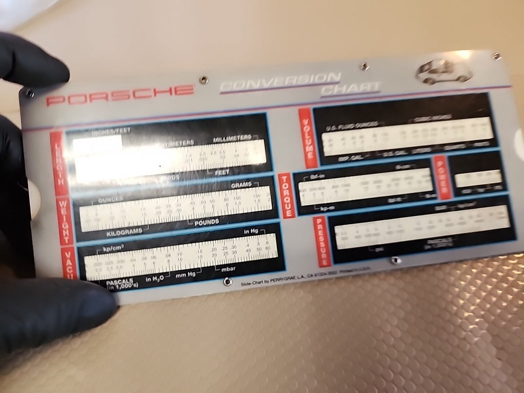 1990’s Porsche Conversion Chart Metric Conversion Sliding Chart