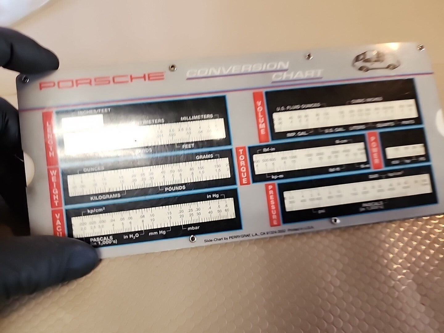 1990’s Porsche Conversion Chart Metric Conversion Sliding Chart