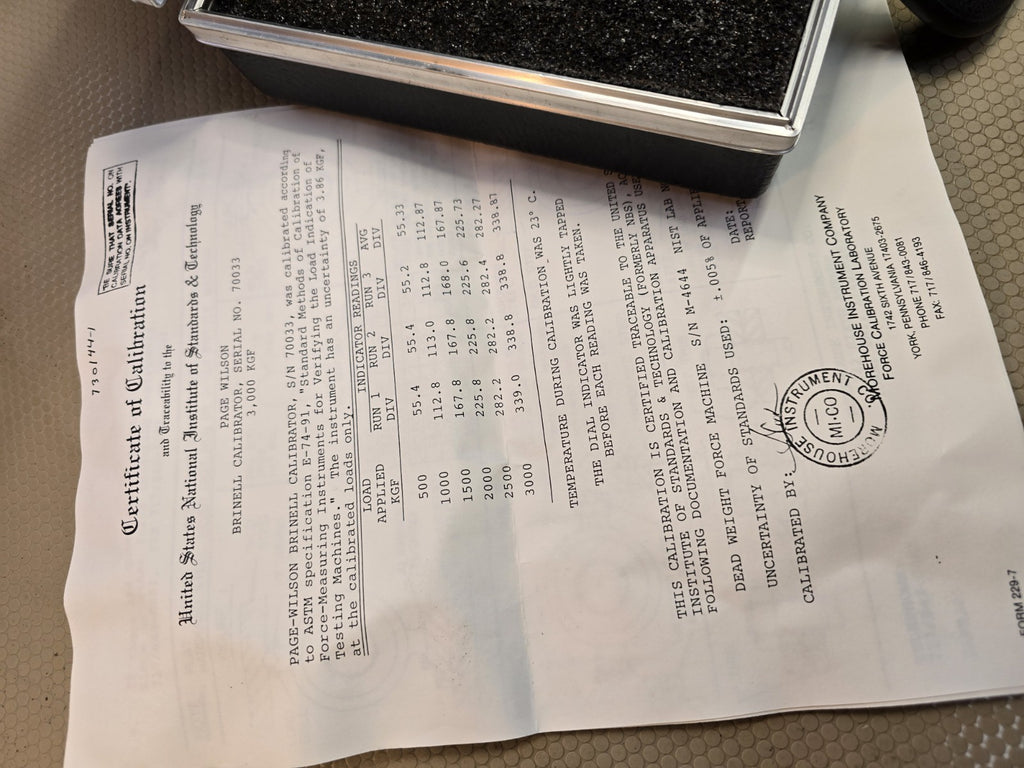 Ring Force Gauge Page Wilson *Mint w/ Case* 10,000 lb