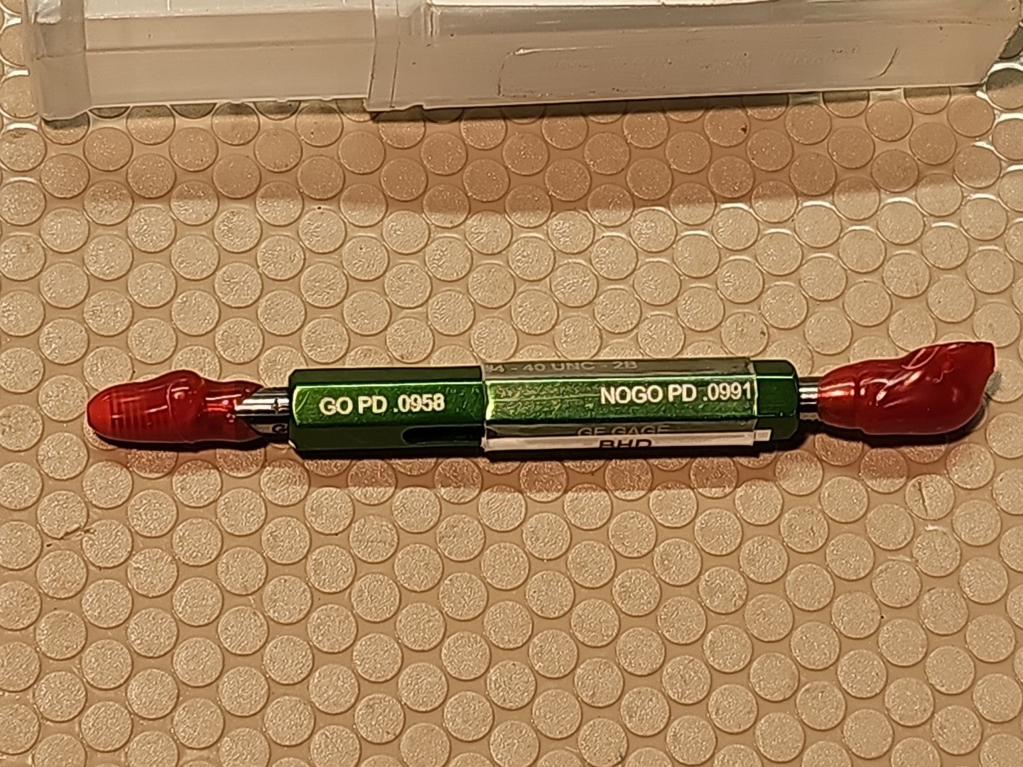 GF Gage Plug Thread Gage #4-40 UNC 2B Go PD .0958; No Go PD .0991