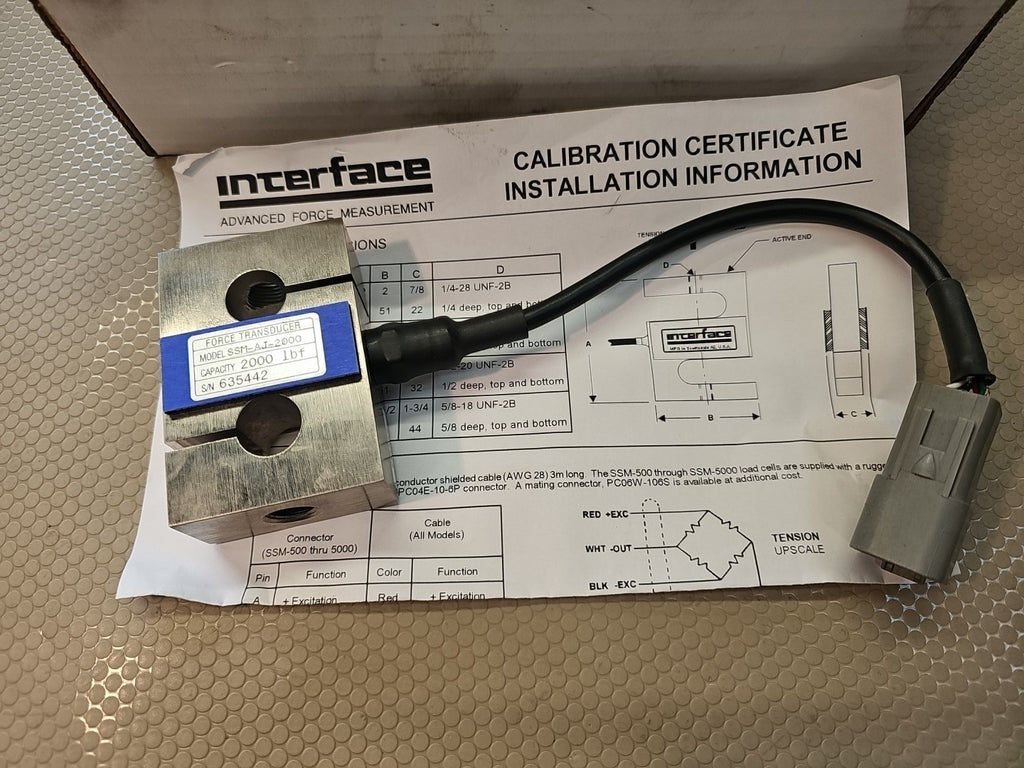 Interface SSM-AJ-2000 Force Transducer | 2000 lbf Capacity | Sealed S-Type Load 