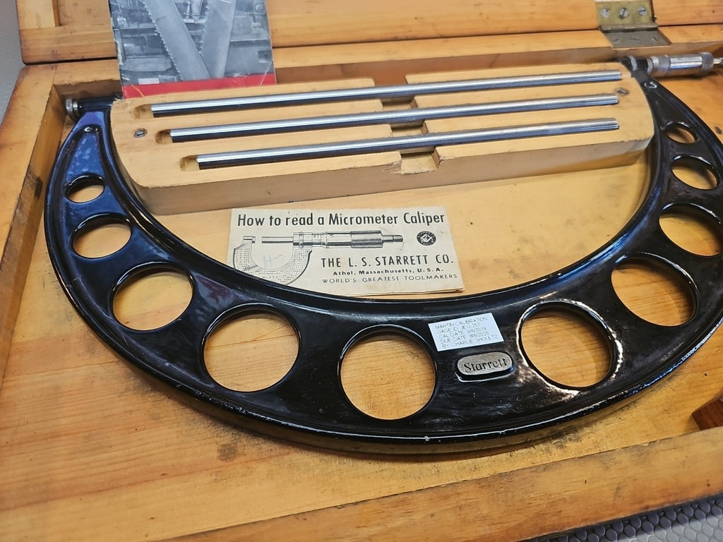 Starrett No. 224 Micrometer Set C 9" to 12" *MINTY* + Cool Vintage Papers!