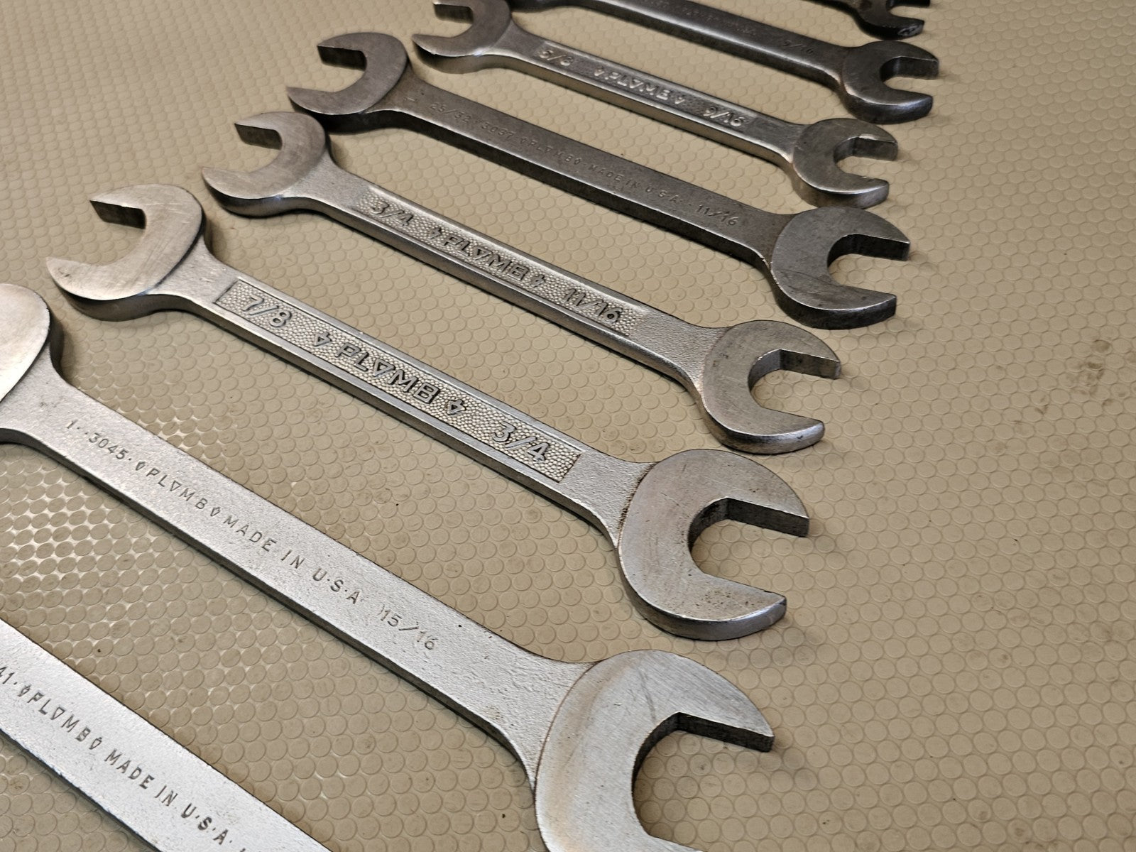 Vintage Plumb Plomb Plvmb Open End Wrench 8pc Set SAE Large 1-1/16" to 7/16