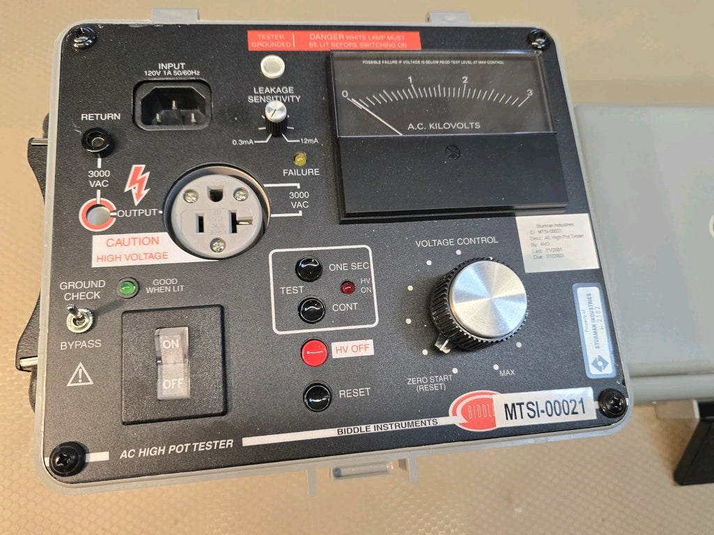BIDDLE 230315 HIGH POT TESTER  3 AC KV 3000 VAC 12mA Full Set w/ Papers & Cover