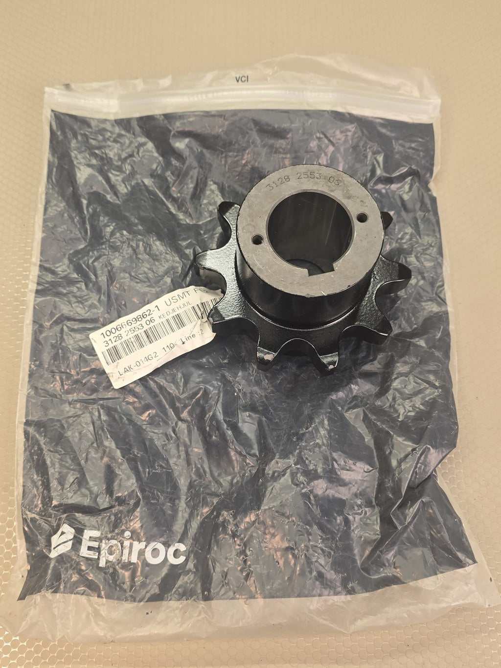 Epiroc 3128 2553 06 Sprocket Wheel 10 Tooth Keyway Bore
