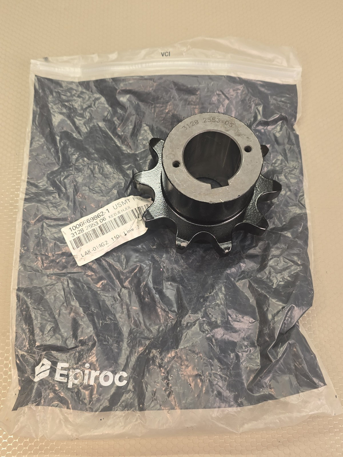 Epiroc 3128 2553 06 Sprocket Wheel 10 Tooth Keyway Bore