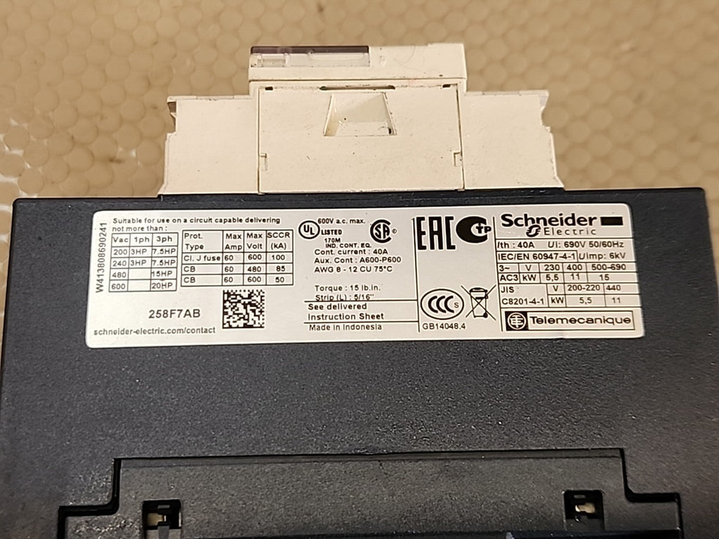 SCHNEIDER ELECTRIC LC1D258 CONTACTOR