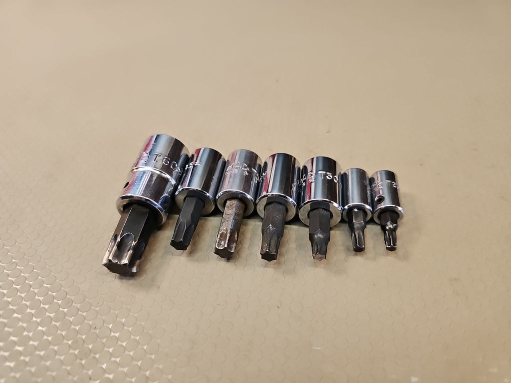 MAC TOOLS 7 PIECE MULTI DRIVE TORX BIT SOCKET DRIVER SET 3/8 DRIVE(T60 IS 1/2")