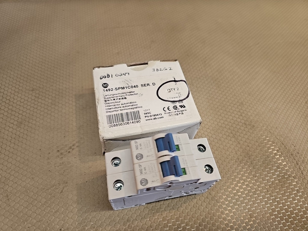 NEW 2x Allen Bradley 1492-SPM1C040 4A Circuit Breaker 1492SPM1C040