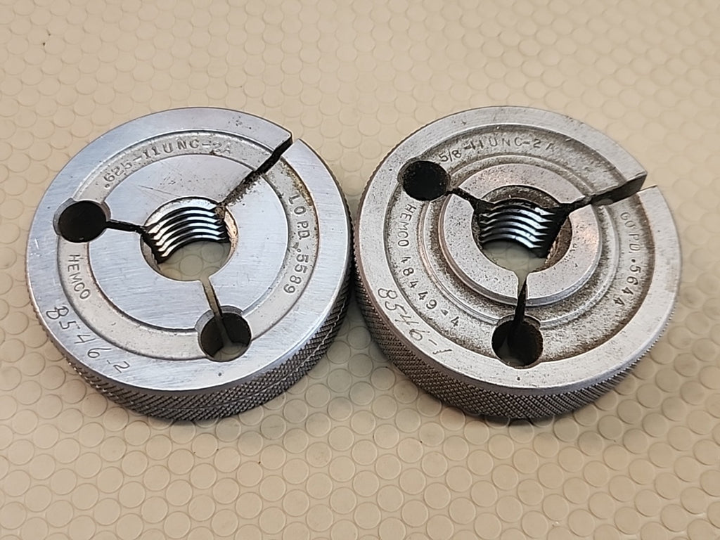 5/8 11 UNC 2A THREAD RING GAGES .625 .6250 GO NO GO P.D.'S = .5644 & .5589 USA