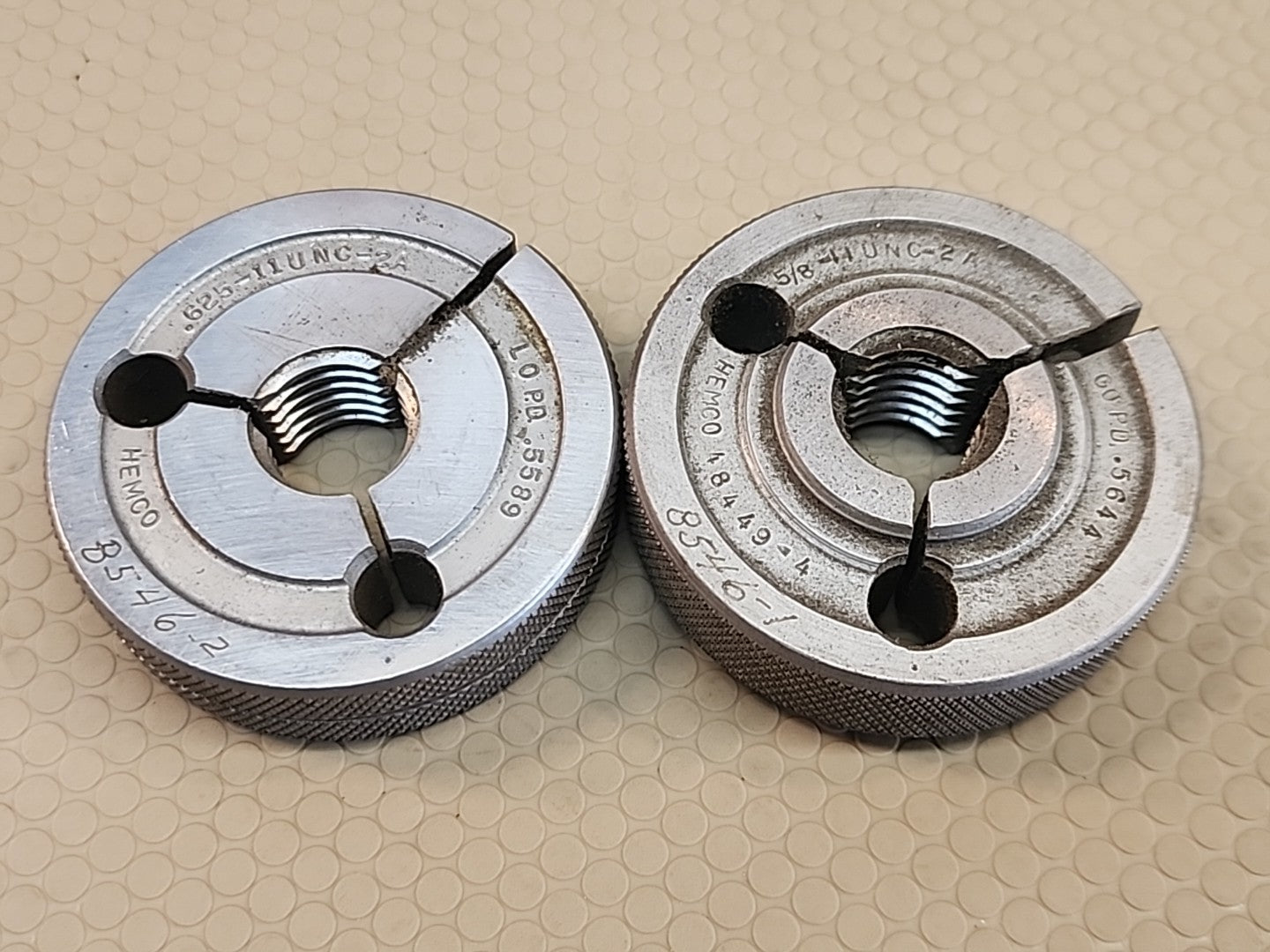 5/8 11 UNC 2A THREAD RING GAGES .625 .6250 GO NO GO P.D.'S = .5644 & .5589 USA